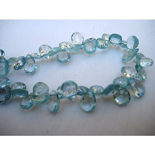 BEADS GEMSTONE 1 Strand Natural Aquamarin Faceted Pear Perlen - 5x7mm - 6x8mm Each - 2 Zoll Code-HIGH-16202 von WORLD WIDE GEMS