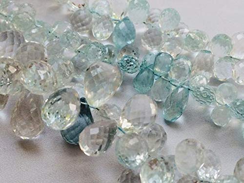 BEADS GEMSTONE 1 Strand Natural Aquamarin Micro Faceted Tear Drop Beads, 5x8mm - 7x10mm, 4 Inch Code-HIGH-16287 von WORLD WIDE GEMS