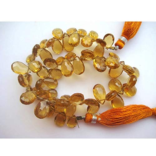 BEADS GEMSTONE 1 Strand Natural Beer Quarz-Beads, Pear Beads, Faceted Briolette Beads, Faceted Bear Quarz, 5x8mm To 7x11mm, 4.5 Inch Code-HIGH-16011, Edelstein Metall Stein von WORLD WIDE GEMS