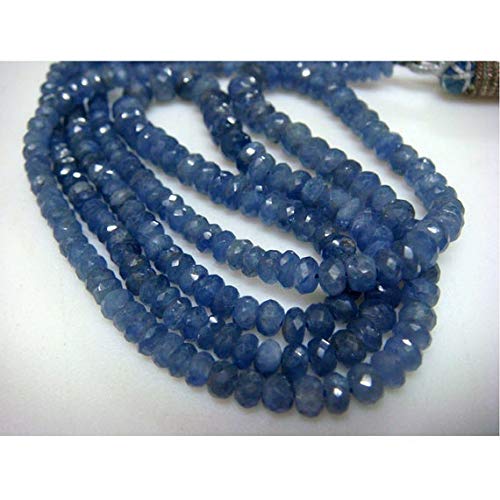 BEADS GEMSTONE 1 Strand Natural Blue Sapphire Faceted Rondelles - 5mm Approx - 9'' Inch Code-HIGH-18442, Edelstein Metall Stein von WORLD WIDE GEMS