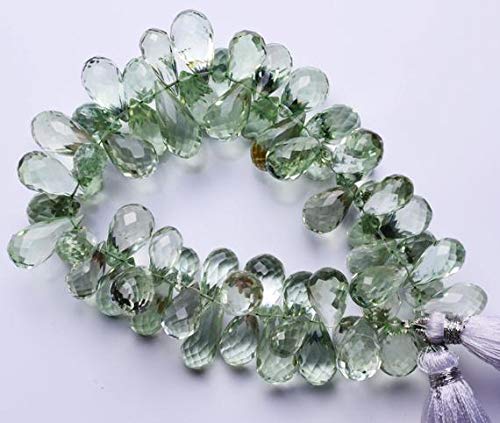 BEADS GEMSTONE 1 Strand Natural Brazilian Prasiolite Faceted Teardrop Shape Briolettes 7x13 to 9x16MM 7 Inch Code-HIGH-11436 von WORLD WIDE GEMS