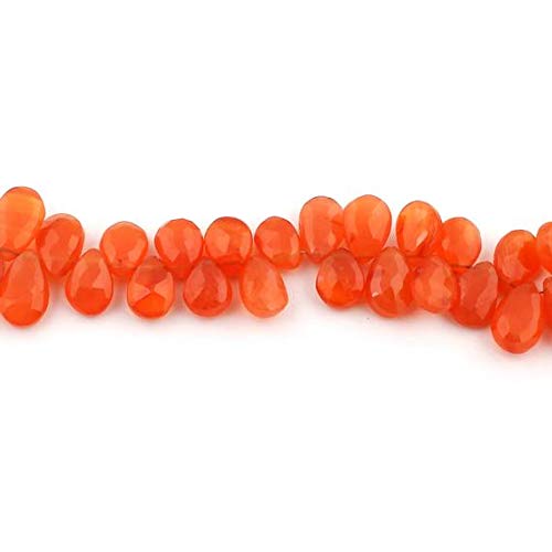 BEADS GEMSTONE 1 Strand Natural Carnelian Faceted Briolettes -Pear Drop Beads 9mmx7mm-13mmx8mm 8 Zoll Code-HIGH-12056, Edelstein Metall Stein von WORLD WIDE GEMS