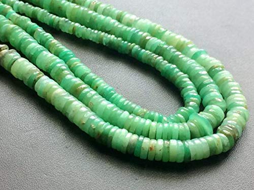 BEADS GEMSTONE 1 Strand Natural Chrysoprase Plain Reifen Perlen, Natural Shaded Green Chrysoprase Spacer Beads, Chrysoprase Necklace, 4-6mm, 15 Inch Code-HIGH-16605, Edelstein Metall Stein von WORLD WIDE GEMS