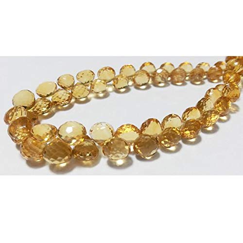 BEADS GEMSTONE 1 Strand Natural Citrine Faceted Perlen - AAA Edelsteine - Zwiebel Briolettes - 5mm To 7mm Each - 4.5 Inch Code-HIGH-17924 von WORLD WIDE GEMS