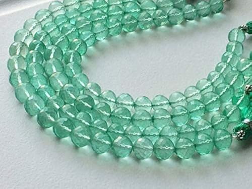 BEADS GEMSTONE 1 Strand Natural Crystal Quarz, Coated Crystal Bead, Micro Faceted Round Beads, Light Smaragd Green Color, 7-8mm 4 Inch Long Code-HIGH-15613 von WORLD WIDE GEMS