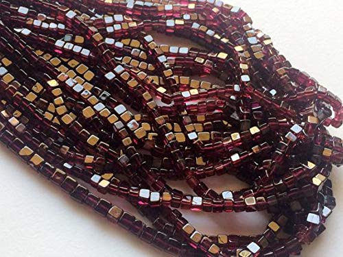 BEADS GEMSTONE 1 Strand Natural Granat Plain Cube Beads, Garnet Box Beads, Natural Granat Necklace, 5mm, 16 Inch Code-HIGH-18410 von WORLD WIDE GEMS