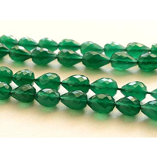 BEADS GEMSTONE 1 Strand Natural Green Onyx Perlen - Micro Faceted Tear Drop, Smaragd Green Onyx - Faceted Onyx, Original Green Onyx, 9x5mm To 11x8mm, 7 Inch Code-HIGH-18679, Edelstein Metall Stein von WORLD WIDE GEMS