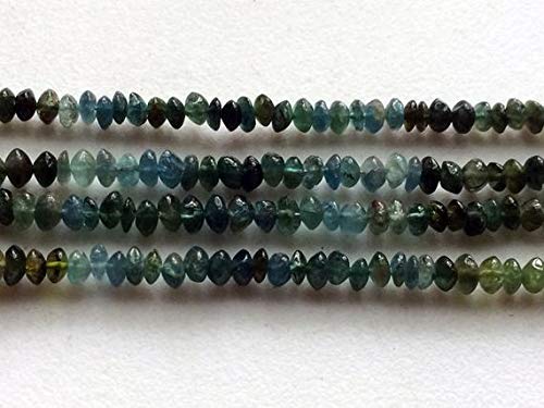 BEADS GEMSTONE 1 Strand Natural Green Tourmaline Plain Button Rondelle Beads, 4-4,5mm Green Tourmaline Beads, 6 Inch Code-HIGH-17957 von WORLD WIDE GEMS