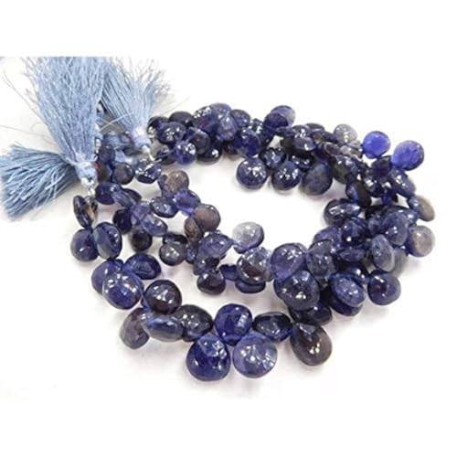 BEADS GEMSTONE 1 Strand Natural Iolite 10-11 MM Micro Faceted Heart Briolettes 8 Zoll Lange Strand Herz Perlen,Gemstone Code-HIGH-43838 von WORLD WIDE GEMS