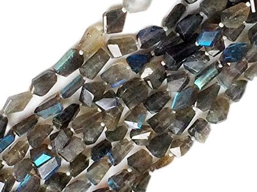 BEADS GEMSTONE 1 Strand Natural Labrarite Step Cut Faceted Tumbles, Blue Fire Labrarite Beads, Natural Labrarite Necklace, 10-12mm, 7 Inch Code-HIGH-17011, Edelstein Metall Stein von WORLD WIDE GEMS