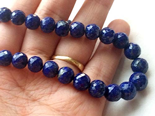 BEADS GEMSTONE 1 Strand Natural Lapislazuli Perlen - Blau Lapis Micro Faceted Round Beads, AAA Lapis Lazuli Edelstein Perlen, 6,5mm - 9,5mm 7,5mm Code-HIGH-16161 von WORLD WIDE GEMS