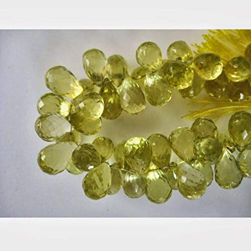 BEADS GEMSTONE 1 Strand Natural Lemon Quarz Perlen/Briolette Perlen/Faceted Edelsteine/Träne Tropfen Perlen/Faceted Edelsteine/5x8-6x14 8 Zoll Lange Code-HIGH-17293 von WORLD WIDE GEMS