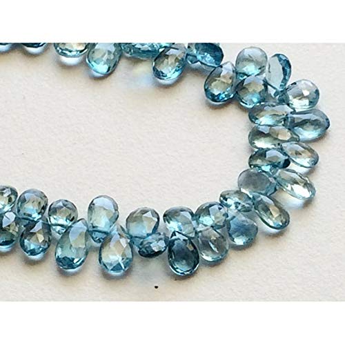 BEADS GEMSTONE 1 Strand Natural Lonn Blue Topaz, Blue Topaz Beads, Original Blue Topaz, Pear Briolette, Faceted Beads, 8x5mm To 10x5mm 2 Inch Code-HIGH-16645 von WORLD WIDE GEMS