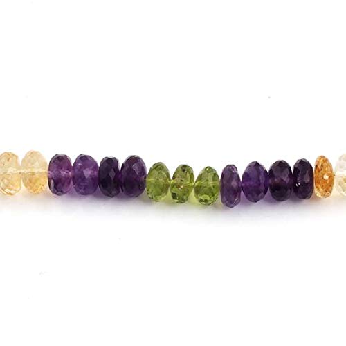 BEADS GEMSTONE 1 Strand Natural Multi Stone Faceted Rondelles Briolettes - Multi Stone Rondelle Perlen 7mm-10mm 8 Zoll Code-HIGH-14174, Edelstein Metall Stein von WORLD WIDE GEMS