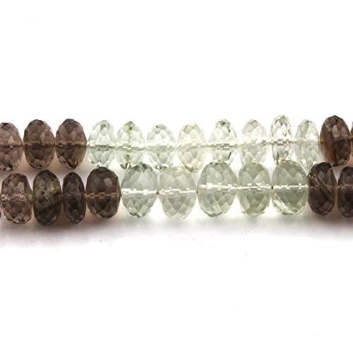 BEADS GEMSTONE 1 Strand Natural Multi Stone Faceted Rondelles - Mix Stone Roundles Beads 8mm-10mm 7,5 Zoll Code-HIGH-13990, Edelstein Metall Stein von WORLD WIDE GEMS