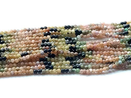 BEADS GEMSTONE 1 Strand Natural Multi Tourmaline Plain Round Beads, Tourmaline Necklace, 2,5mm - 3mm, 14 Inch Code-HIGH-18014, Edelstein Metall Stein von WORLD WIDE GEMS