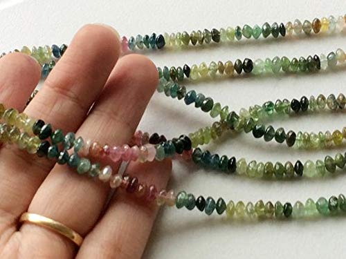 BEADS GEMSTONE 1 Strand Natural Multi Tourmaline Rondelle Beads, Green Tourmaline, Multi Tourmaline Necklace 4,5mm Beads, 8 Inch Code-HIGH-18788 von WORLD WIDE GEMS