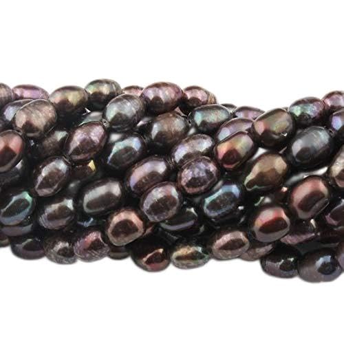 BEADS GEMSTONE 1 Strand Natural Mystic Golden Coated Glass Rice Pearl Rondelles - Golden Rice Pearl Rondelles 7mmx5mm 16 Inch Code-HIGH-13944 von WORLD WIDE GEMS