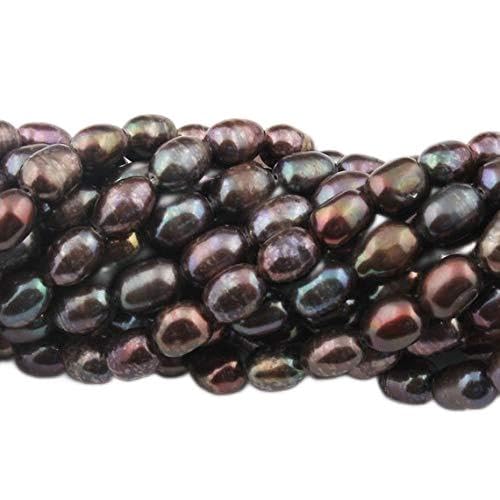 BEADS GEMSTONE 1 Strand Natural Mystic Golden Coated Glass Rice Pearl Rondelles - Golden Rice Pearl Rondelles 7mmx5mm 16 Inch Code-HIGH-13945 von WORLD WIDE GEMS