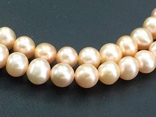 BEADS GEMSTONE 1 Strand Natural Pearls - Peach Color Pearls, Natural Fresh Water Round Pearls, Natural Pearls, 7-7.5mm, 16 Inch Code-HIGH-18686 von WORLD WIDE GEMS