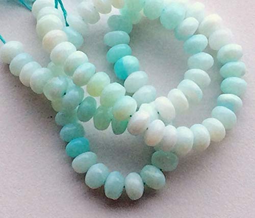 BEADS GEMSTONE 1 Strand Natural Peruvian Blue Opal Beads, Opal Plain Rondelle Beads, Blue Opal Necklace, 8,5mm, 8 Inch Code-HIGH-19409, Edelstein Metall Stein von WORLD WIDE GEMS