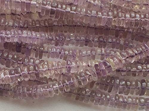 BEADS GEMSTONE 1 Strand Natural Pink Amethyst Reifen Beads, Pink Amethyst Necklace, 5-7mm, 15 Inch Code-HIGH-15641, Edelstein Metall Stein von WORLD WIDE GEMS