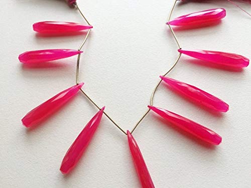 BEADS GEMSTONE 1 Strand Natural Pink Chalceny, Hot Pink Chalceny Faceted Long Drops, 38x7mm To 41x7mm 4 Inch Long Code-HIGH-18182 von WORLD WIDE GEMS