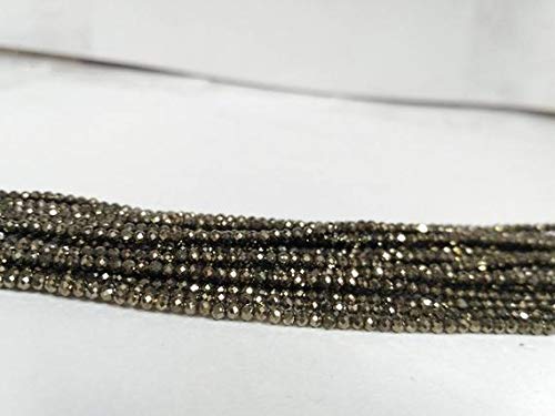 BEADS GEMSTONE 1 Strand Natural Pyrite Faceted Rondelle Perlen Größe: 2,1mm 13 Zoll Strand Code-HIGH-38536, Edelstein Metall Stein von WORLD WIDE GEMS