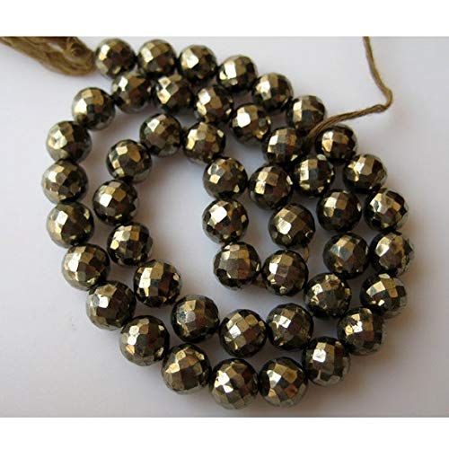 BEADS GEMSTONE 1 Strand Natural Pyrite Faceted Round Beads, Faceted Beads, Pyrite Rondelle Beads, 6,5-7mm 9 Inch Long Code-HIGH-16035 von WORLD WIDE GEMS