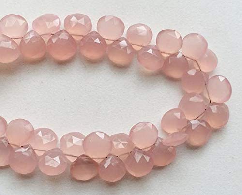 BEADS GEMSTONE 1 Strand Natural Rose Pink Chalceny, Faceted Heart Beads, Pink Chalceny Beads, 10mm 6 Inch Long Long Code-HIGH-17329, Edelstein Metall Stein von WORLD WIDE GEMS