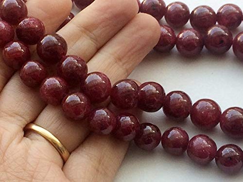 BEADS GEMSTONE 1 Strand Natural Ruby Beads, Ruby Jewelry, Rubin Necklace, Ruby Smooth Plain Round Balls, 7-11mm, 8 Inch Code-HIGH-19502 von WORLD WIDE GEMS