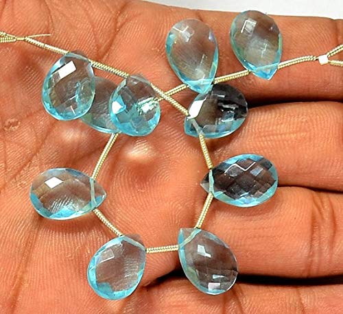 BEADS GEMSTONE 1 Strand Natural Sky Blue TOPAZ QUARTZ Faceted Cut Loose Edelstein 15x10x5 mm Perlen L-5,5 Zoll Lange Focal Perlen Code-HIGH-66313 von WORLD WIDE GEMS