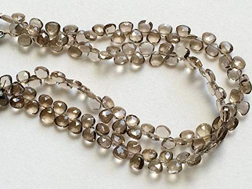 BEADS GEMSTONE 1 Strand Natural Smoky Quarz Faceted Heart Beads, Smoky Quarz Briolettes, Smoky Quarz Necklace, 8-10mm, 8 Inch Code-HIGH-18147, Edelstein Metall Stein von WORLD WIDE GEMS