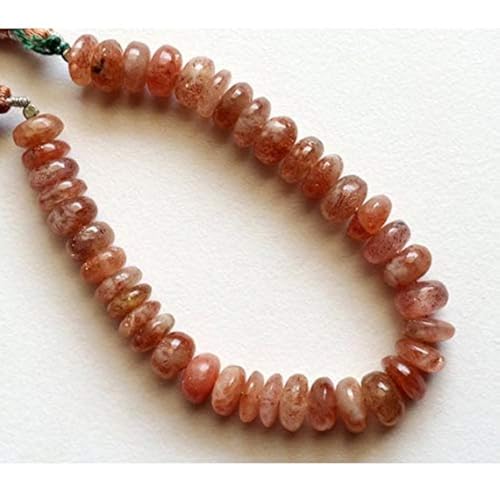 BEADS GEMSTONE 1 Strand Natural Sunstone Oregon Edelstein Perlen, Glatte Plain Rondelle Perlen, 9-10mm 8 Zoll Lange Code-HIGH-19357 von WORLD WIDE GEMS