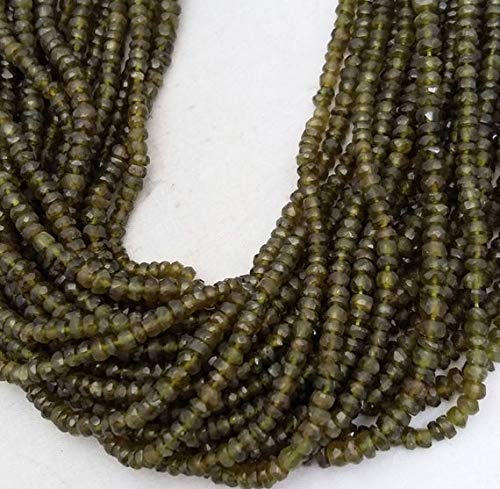 BEADS GEMSTONE 1 Strand VESSONITE facettierte Perlen,Rondelles Perlen,sehr schöne Qualität, Größe - 3 mm bis 4 mm,13 Zoll Langer Strand [E0476-1]Vessonit Perlen Code-HIGH-33121 von WORLD WIDE GEMS