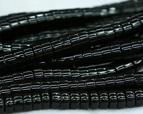 BEADS GEMSTONE 1 Strands Natural Black Achat Tube Loose Beads BaHIGHel Säule Small Wheel 4x8mm 02941 Code-HIGH-29888 von WORLD WIDE GEMS