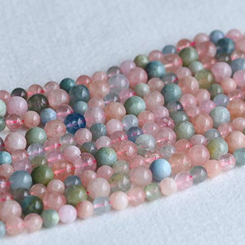 BEADS GEMSTONE 1 Strands Natural Green Pink Blue Aquamarine Beryl Morganite Round Loose Edelstein Perlen 9.5X9.8MM 16 Zoll Lang 05217 Code-HIGH-23244 von WORLD WIDE GEMS