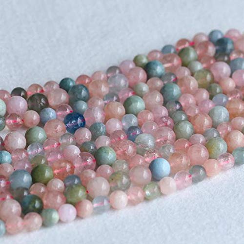 BEADS GEMSTONE 1 Strands Natural Green Pink Blue Aquamarine Beryl Morganite Round Loose Edelstein Perlen 9.5X9.8MM 16 Zoll Lang 05217 Code-HIGH-30093 von WORLD WIDE GEMS