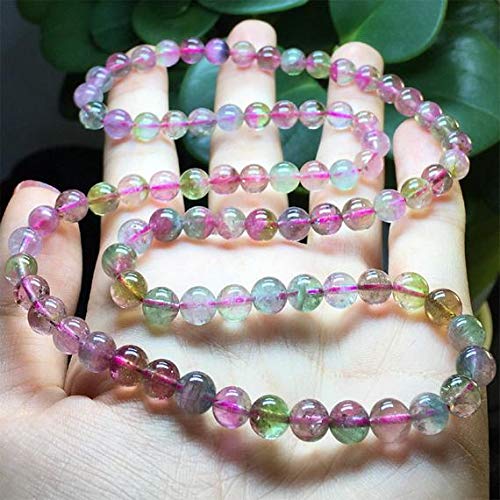 BEADS GEMSTONE 1 Strands Natural Green Pink Blue Watermelon Tourmaline Stretch Bracelet Round Beads Necklace 3 Turns 6,5mm 04462 Code-HIGH-30342 von WORLD WIDE GEMS