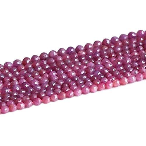 BEADS GEMSTONE 1 Strands Natural Tansania Red Rubin Runde Lose Edelsteine Faceted Beads 5mm 16 Inch Long 05284 Code-HIGH-29775 von WORLD WIDE GEMS