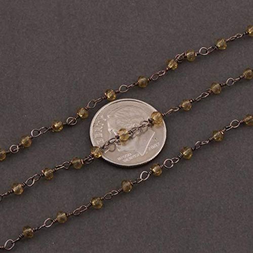 BEADS GEMSTONE 10 Fuß Bär Quarz Hydro Coated Quarz 3mm Schwarz Wire Wrapped Perlen Rosary Style Perlen Kette Code-HIGH-13626 von WORLD WIDE GEMS