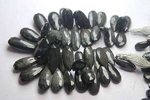 BEADS GEMSTONE 10 pcs, Super Finest,Black Cats-Eye Faceted Pear Shape Briolette,16-21mm Code-HIGH-62962 von WORLD WIDE GEMS