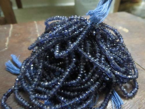 BEADS GEMSTONE 100 String Lot Natural Iolite Rondelle Perlen Facited 3,50 mm 14 Zoll Lange Zoll String Code-HIGH-70465, Edelstein Metall Stein von WORLD WIDE GEMS