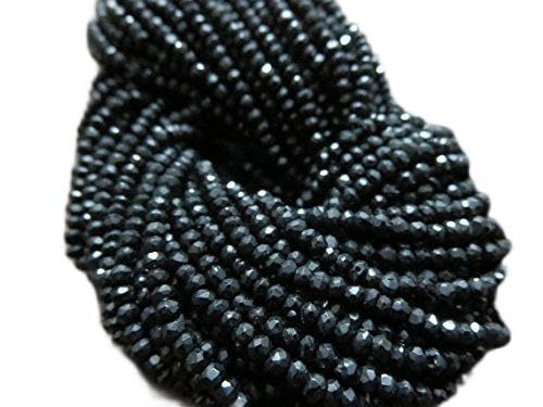 BEADS GEMSTONE 100 String lot Natural Black Spinell Rondelle Perlen Angezogen 3,50 mm 14 Zoll Lange Zoll String Code-HIGH-70474, Edelstein Metall Stein von WORLD WIDE GEMS