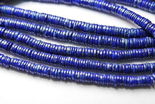 BEADS GEMSTONE 13 Inch Long Strand-Super-Natural LAPIS LAZULI Smooth Heishi Cut Round Reifen Perlen, 6-8MM Code-HIGH-65771 von WORLD WIDE GEMS