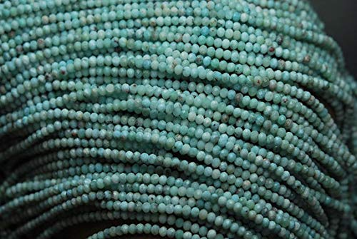 BEADS GEMSTONE 13'' Strand, Super Finest Rare Quality American Sky Blue Natural Larimar Faceted Super Cutting Rondelles Size 2.80mm Code-HIGH-52720, Edelstein Metall Stein von WORLD WIDE GEMS