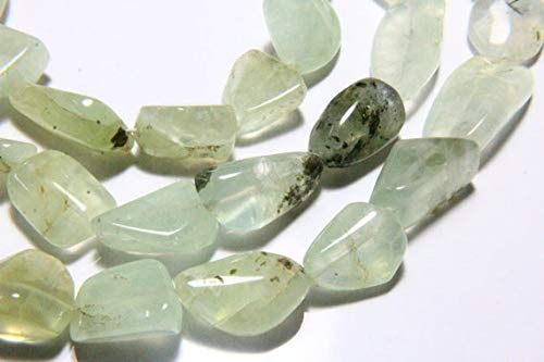 BEADS GEMSTONE 14 Inch Long Full Beach Natural Prehnite Beads Smooth Nuggets, 7x9mm to 15x22mm Prehnite Tumble Drilled Edelstein Perlen Steinperlen Code-HIGH-39515 von WORLD WIDE GEMS