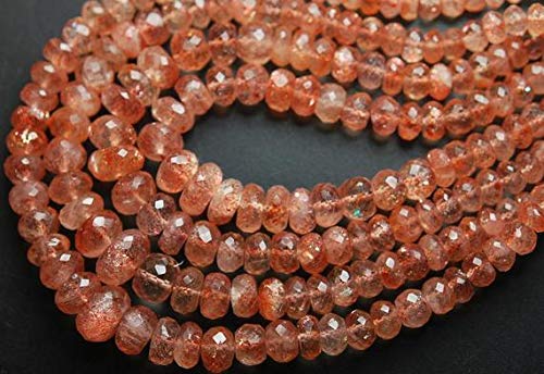 BEADS GEMSTONE 14'' Zoll, Sehr Finest Natural Oregon Sunstone Faceted LARGE RONDELLES, Size 11-5mm Code-HIGH-52862, Edelstein Metall Stein von WORLD WIDE GEMS