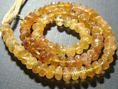 BEADS GEMSTONE 14 Zoll Strand 7-7.5x4-5mm, Herrliche Genuine Pink Golden Imperial Topaz Faceted Lovely Rondelle Code-HIGH-62130 von WORLD WIDE GEMS