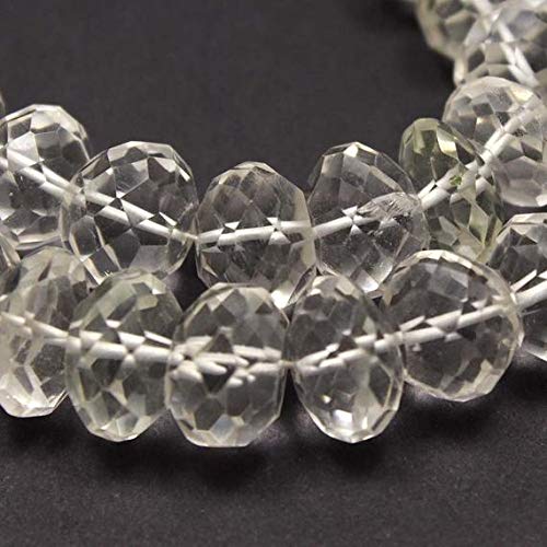 BEADS GEMSTONE 15 Inch Long White CRYSTAL QUARTZ Rondel Faceted, Clear Quarz Roundel Faceted Beads, 49 Pcs,11 to 14 mm Code-HIGH-39695 von WORLD WIDE GEMS